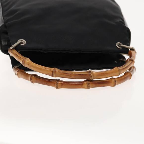 GUCCI Bamboo Hand Bag Nylon Black Silver 000 2014 000 2014 - Picture 7 of 12
